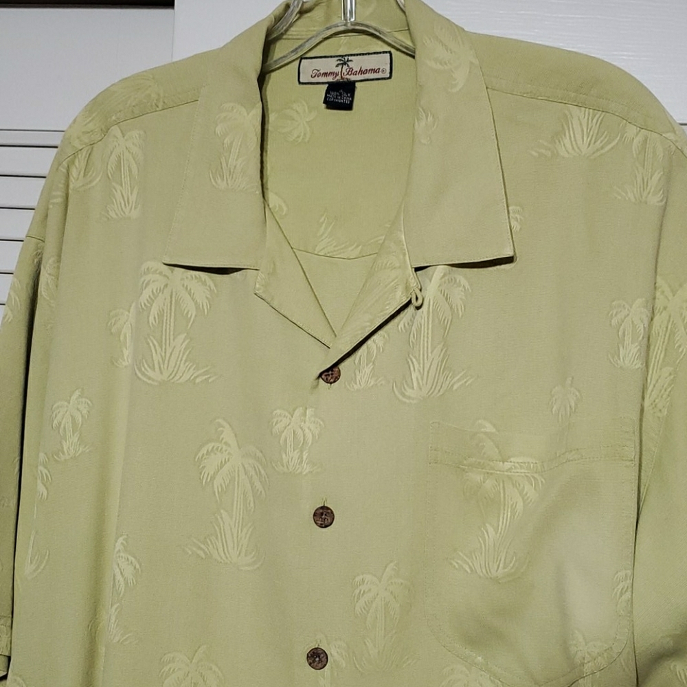 Tommy Bahama Men Lime Short Sleeve Shirt Silk  XL